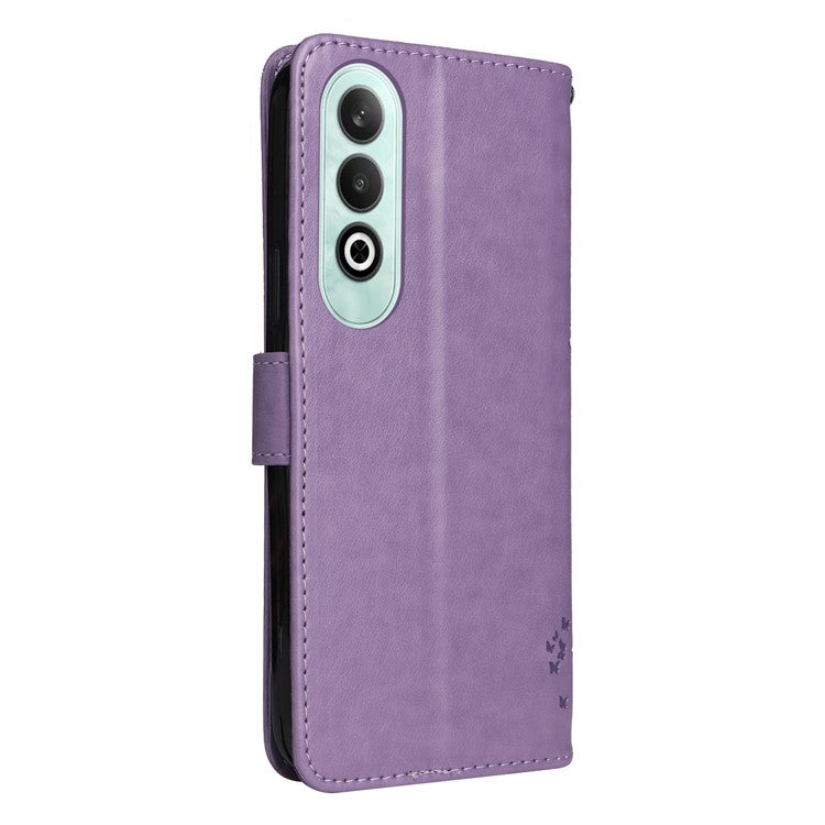 KT Imprinting Flower Series-3 For OnePlus Nord CE4 5G Wallet Case Tree Pattern Leather Phone Stand Cover - Light Purple