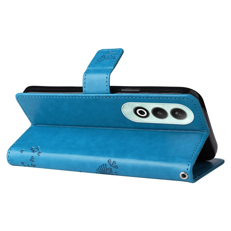 KT Imprinting Flower Series-3 For OnePlus Nord CE4 5G Wallet Case Tree Pattern Leather Phone Stand Cover - Blue