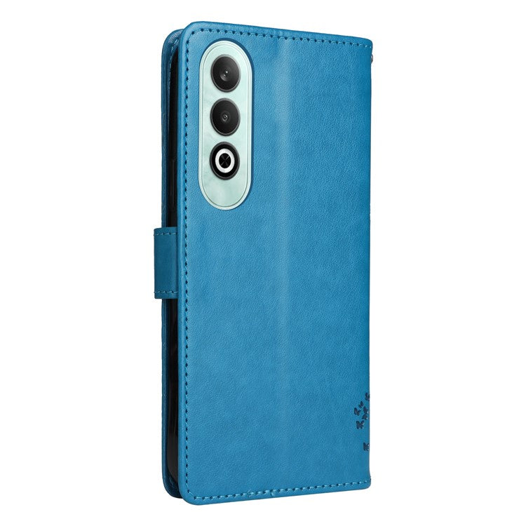 KT Imprinting Flower Series-3 For OnePlus Nord CE4 5G Wallet Case Tree Pattern Leather Phone Stand Cover - Blue