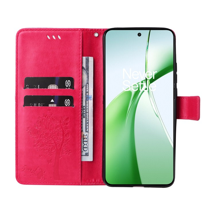 KT Imprinting Flower Series-3 For OnePlus Nord CE4 5G Wallet Case Tree Pattern Leather Phone Stand Cover - Rose