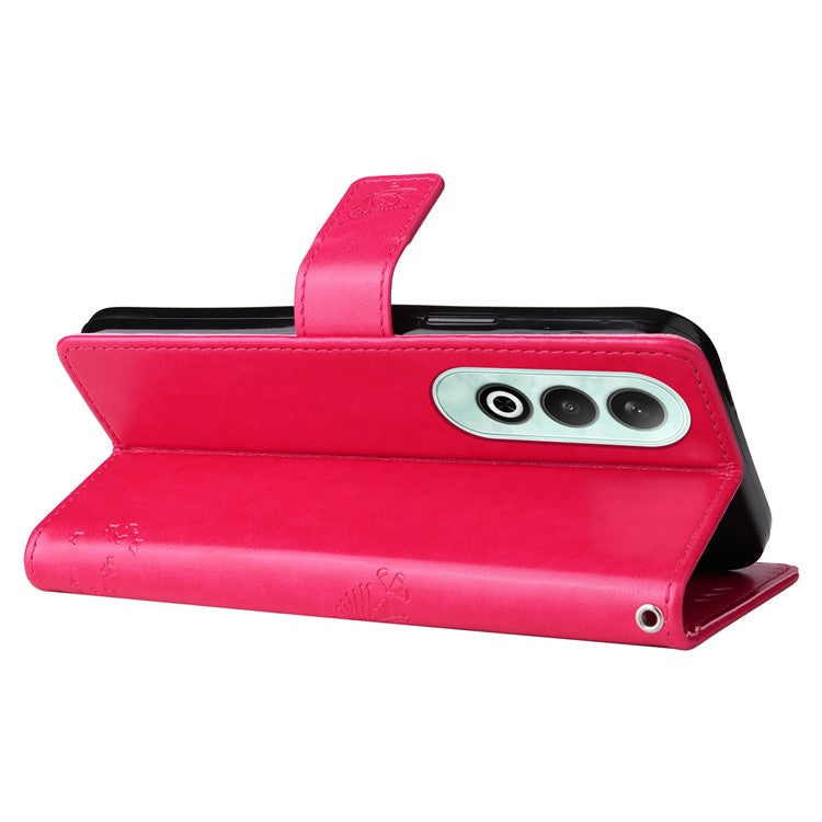 KT Imprinting Flower Series-3 For OnePlus Nord CE4 5G Wallet Case Tree Pattern Leather Phone Stand Cover - Rose