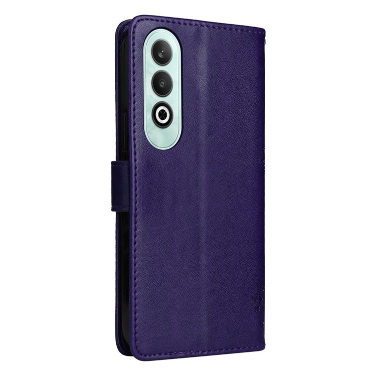 KT Imprinting Flower Series-3 For OnePlus Nord CE4 5G Wallet Case Tree Pattern Leather Phone Stand Cover - Dark Purple