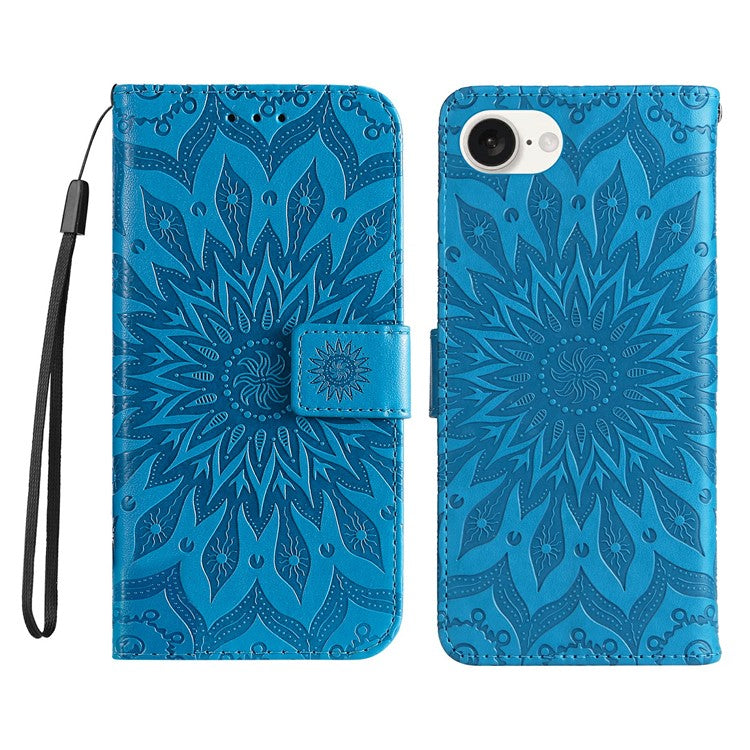 For iPhone 16e Case PU Leather Wallet Stand Protective Cover - Blue