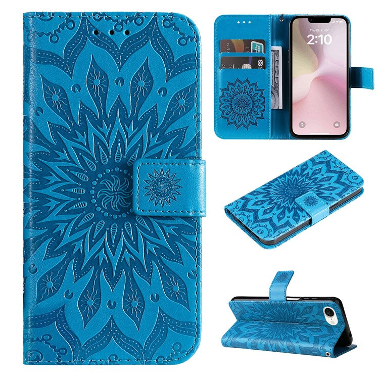 For iPhone 16e Case PU Leather Wallet Stand Protective Cover - Blue
