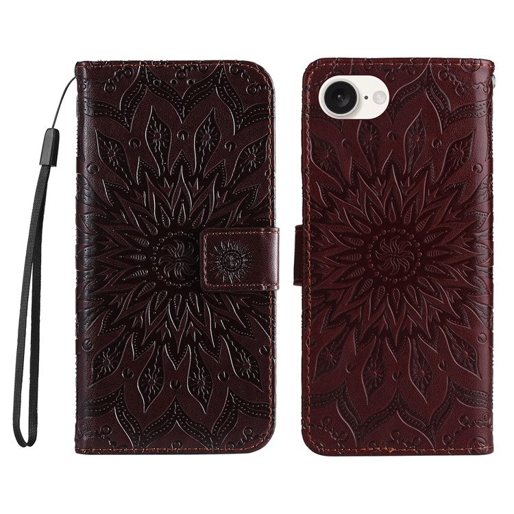For iPhone 16e Case PU Leather Wallet Stand Protective Cover - Brown