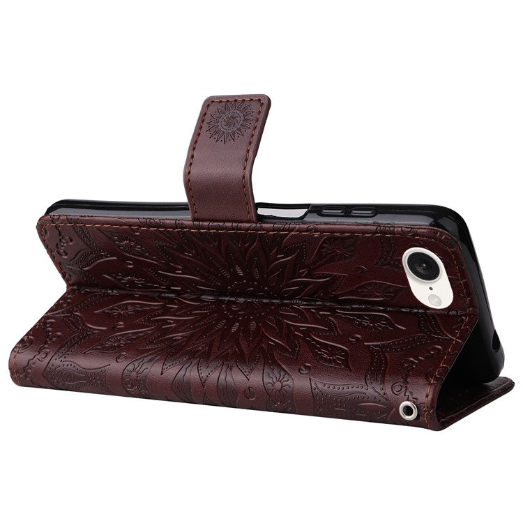 For iPhone 16e Case PU Leather Wallet Stand Protective Cover - Brown