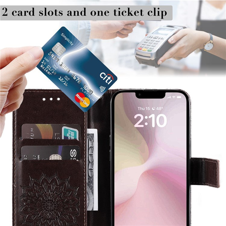 For iPhone 16e Case PU Leather Wallet Stand Protective Cover - Brown