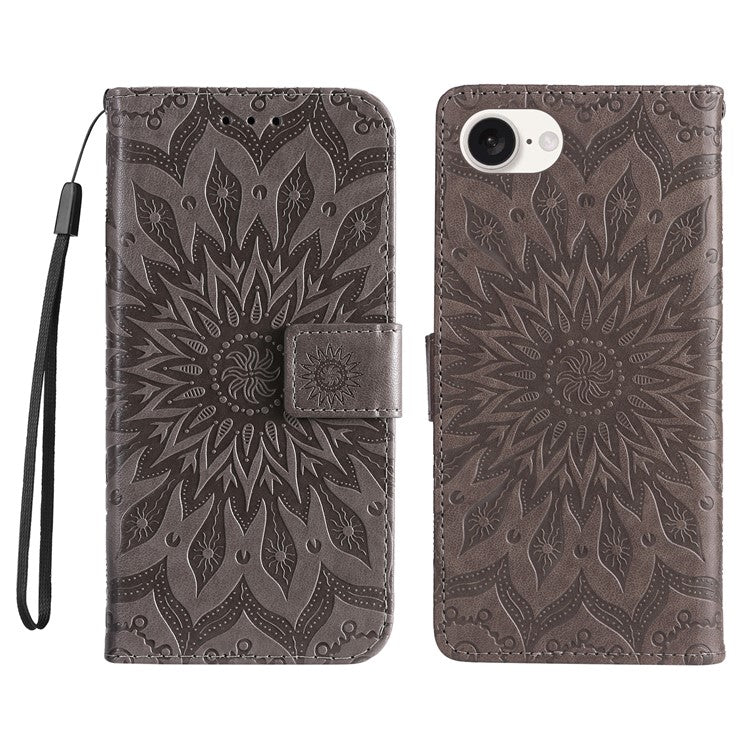 For iPhone 16e Case PU Leather Wallet Stand Protective Cover - Grey
