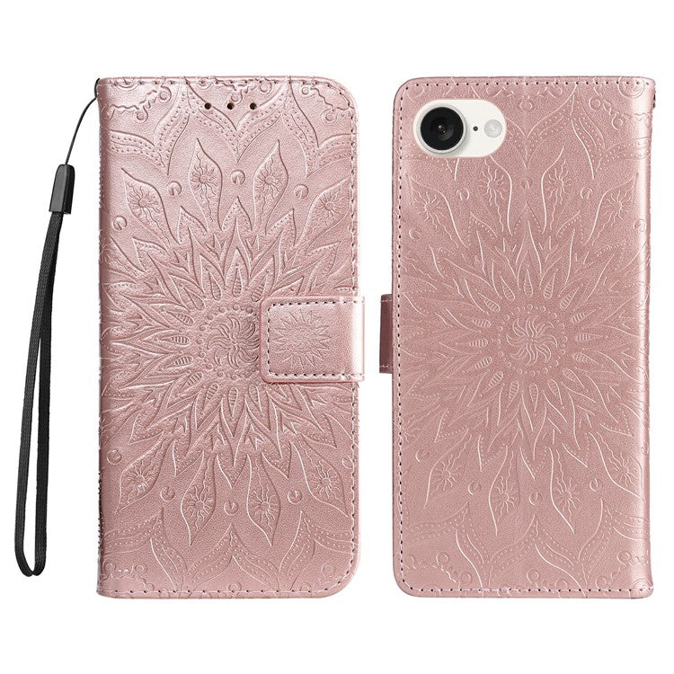 For iPhone 16e Case PU Leather Wallet Stand Protective Cover - Rose Gold