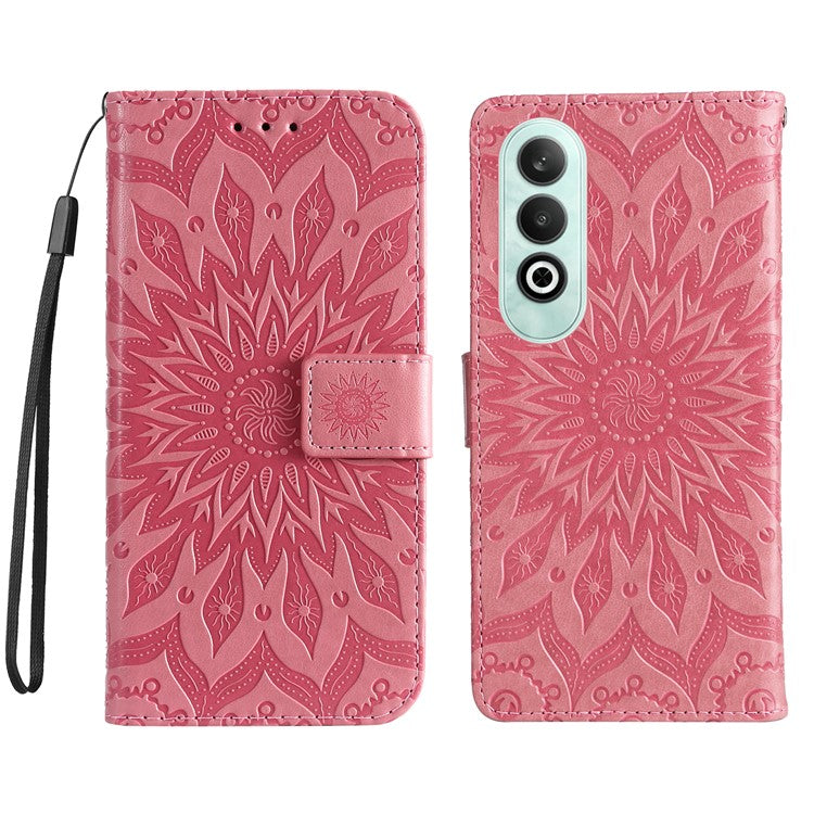 KT Imprinting Flower Series-1 For OnePlus Nord CE4 5G Case PU Leather Wallet Stand Phone Cover - Pink