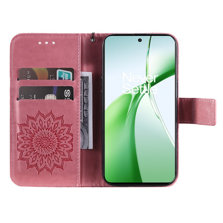 KT Imprinting Flower Series-1 For OnePlus Nord CE4 5G Case PU Leather Wallet Stand Phone Cover - Pink