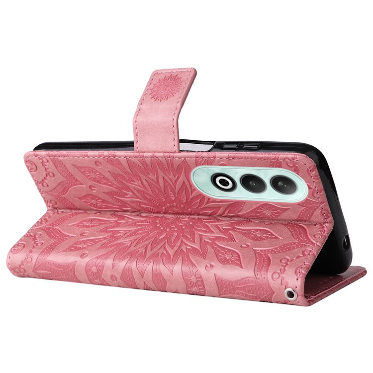 KT Imprinting Flower Series-1 For OnePlus Nord CE4 5G Case PU Leather Wallet Stand Phone Cover - Pink