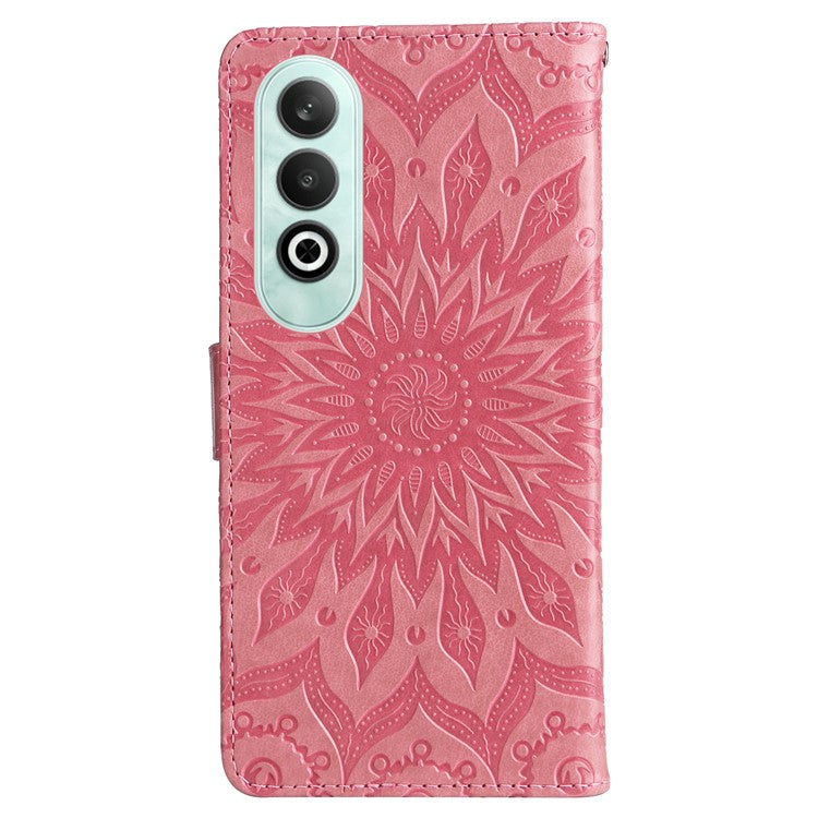 KT Imprinting Flower Series-1 For OnePlus Nord CE4 5G Case PU Leather Wallet Stand Phone Cover - Pink
