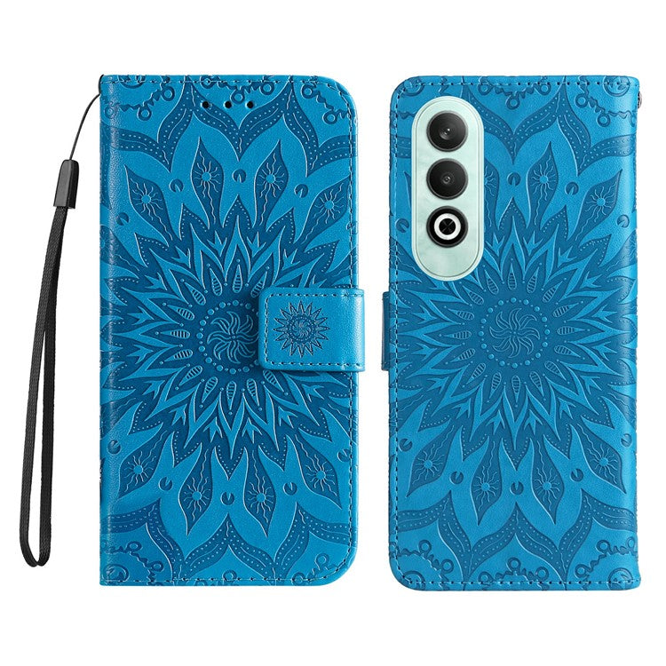 KT Imprinting Flower Series-1 For OnePlus Nord CE4 5G Case PU Leather Wallet Stand Phone Cover - Blue