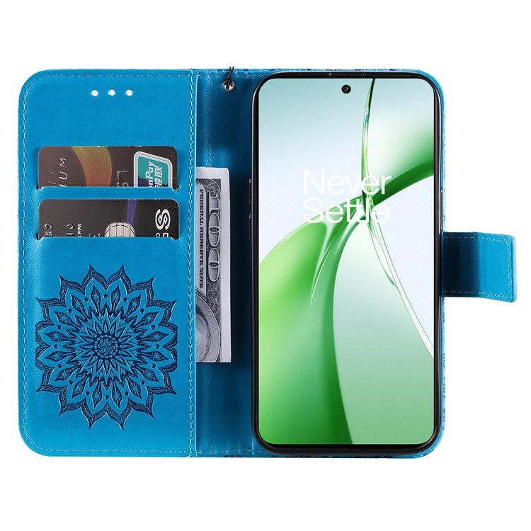 KT Imprinting Flower Series-1 For OnePlus Nord CE4 5G Case PU Leather Wallet Stand Phone Cover - Blue