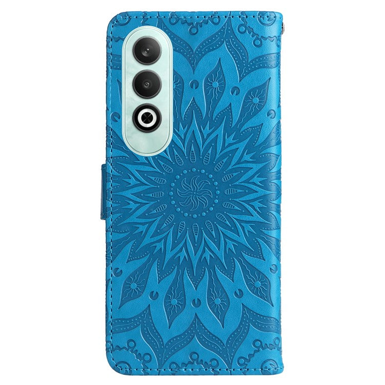 KT Imprinting Flower Series-1 For OnePlus Nord CE4 5G Case PU Leather Wallet Stand Phone Cover - Blue