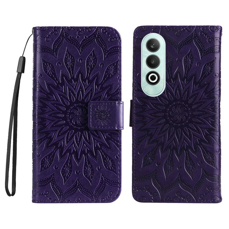 KT Imprinting Flower Series-1 For OnePlus Nord CE4 5G Case PU Leather Wallet Stand Phone Cover - Purple