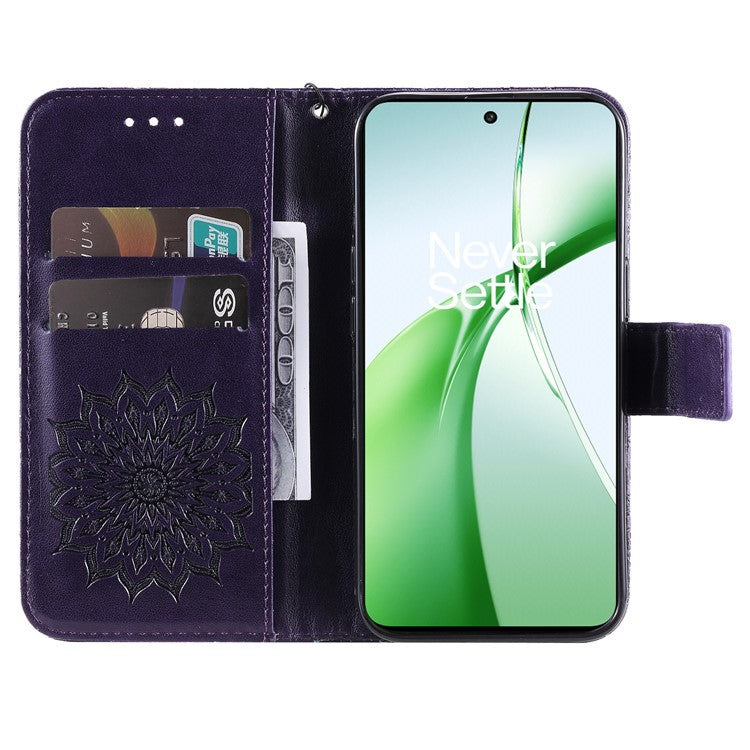 KT Imprinting Flower Series-1 For OnePlus Nord CE4 5G Case PU Leather Wallet Stand Phone Cover - Purple