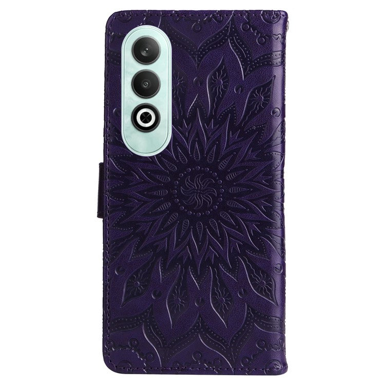 KT Imprinting Flower Series-1 For OnePlus Nord CE4 5G Case PU Leather Wallet Stand Phone Cover - Purple