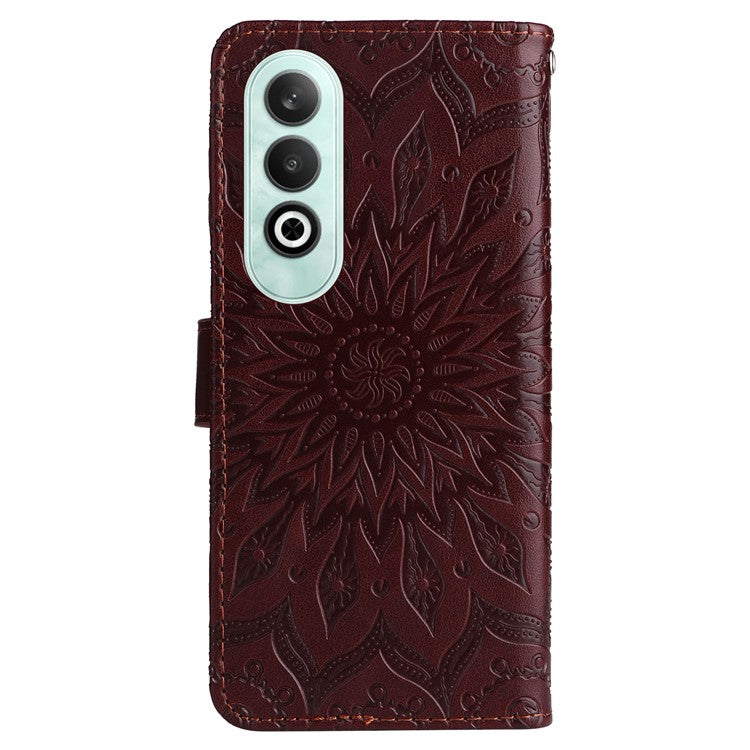 KT Imprinting Flower Series-1 For OnePlus Nord CE4 5G Case PU Leather Wallet Stand Phone Cover - Brown