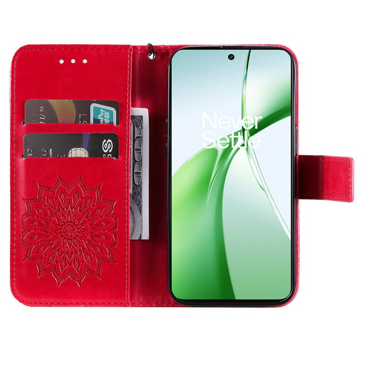 KT Imprinting Flower Series-1 For OnePlus Nord CE4 5G Case PU Leather Wallet Stand Phone Cover - Red