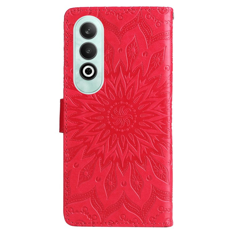 KT Imprinting Flower Series-1 For OnePlus Nord CE4 5G Case PU Leather Wallet Stand Phone Cover - Red