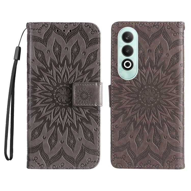 KT Imprinting Flower Series-1 For OnePlus Nord CE4 5G Case PU Leather Wallet Stand Phone Cover - Grey