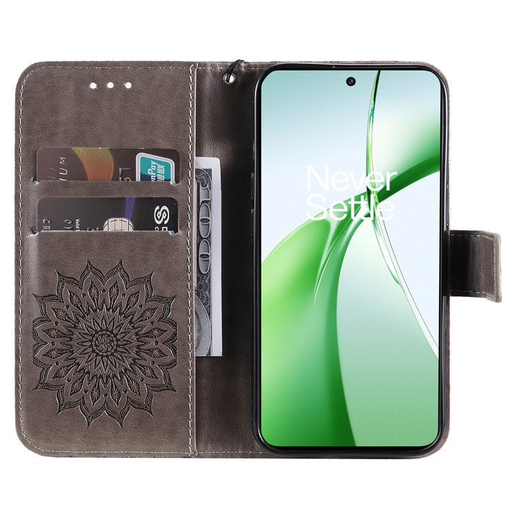 KT Imprinting Flower Series-1 For OnePlus Nord CE4 5G Case PU Leather Wallet Stand Phone Cover - Grey