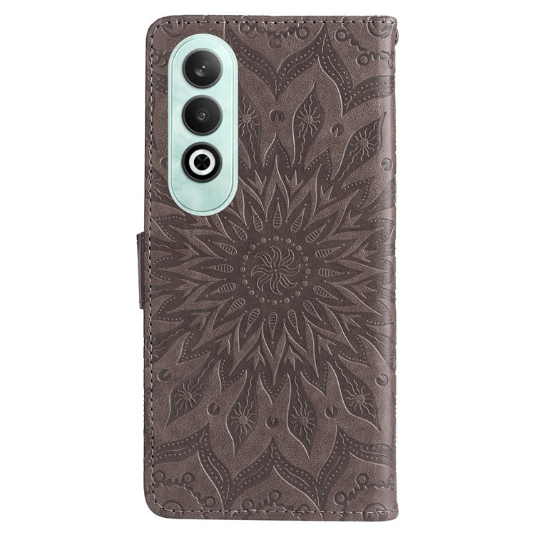 KT Imprinting Flower Series-1 For OnePlus Nord CE4 5G Case PU Leather Wallet Stand Phone Cover - Grey