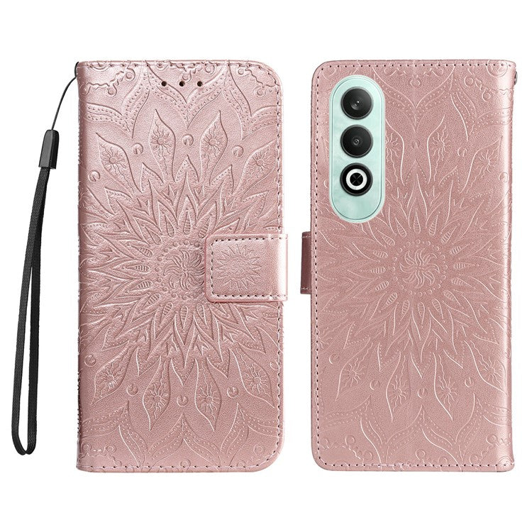 KT Imprinting Flower Series-1 For OnePlus Nord CE4 5G Case PU Leather Wallet Stand Phone Cover - Rose Gold