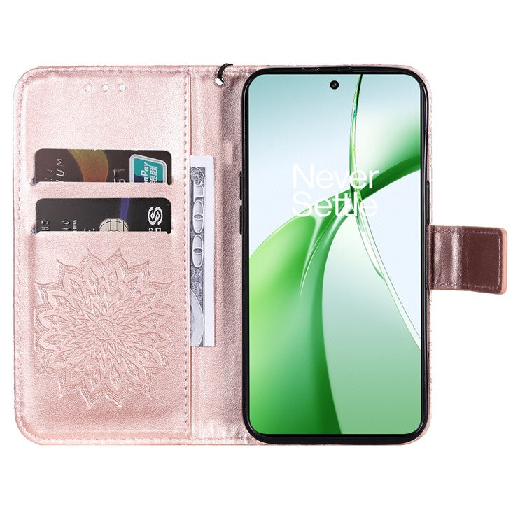 KT Imprinting Flower Series-1 For OnePlus Nord CE4 5G Case PU Leather Wallet Stand Phone Cover - Rose Gold
