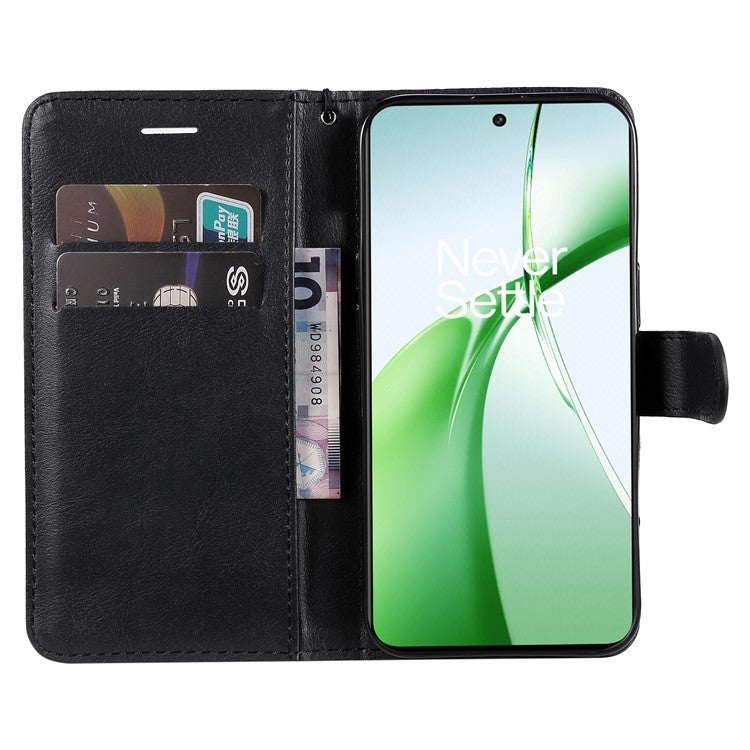 KT Leather Series-2 for OnePlus Nord CE4 5G Leather Case Folio Flip Wallet Phone Cover - Black