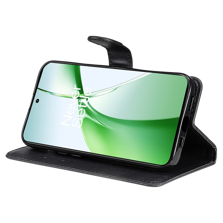 KT Leather Series-2 for OnePlus Nord CE4 5G Leather Case Folio Flip Wallet Phone Cover - Black