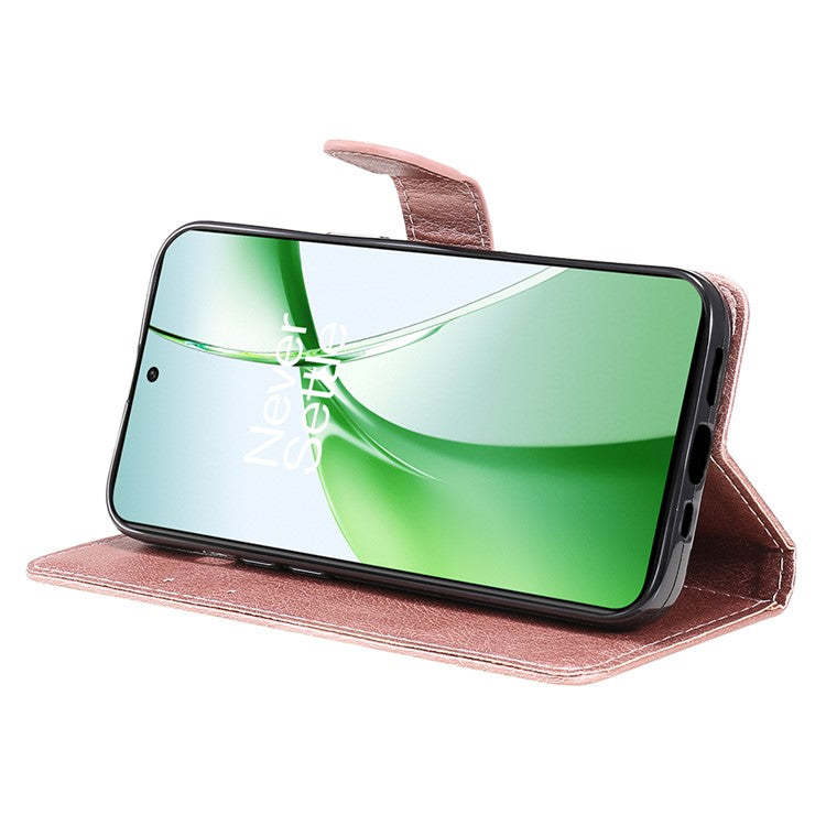 KT Leather Series-2 for OnePlus Nord CE4 5G Leather Case Folio Flip Wallet Phone Cover - Rose Gold