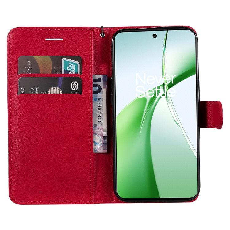 KT Leather Series-2 for OnePlus Nord CE4 5G Leather Case Folio Flip Wallet Phone Cover - Red