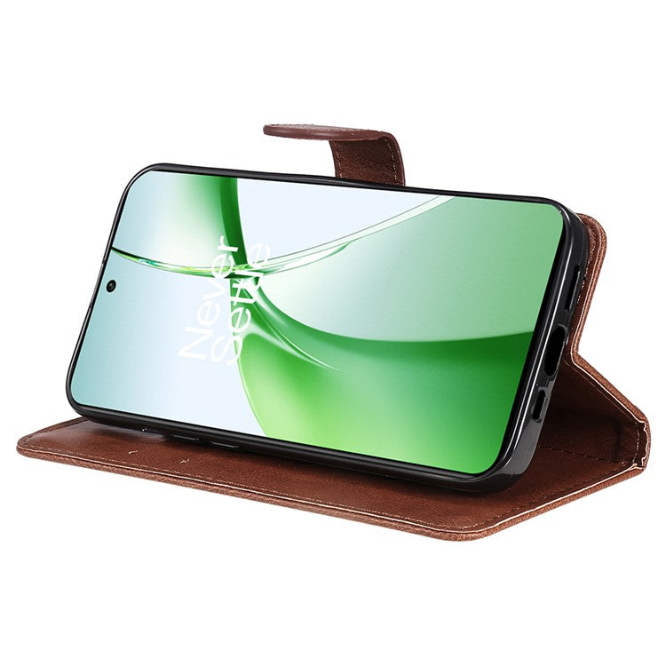 KT Leather Series-2 for OnePlus Nord CE4 5G Leather Case Folio Flip Wallet Phone Cover - Brown