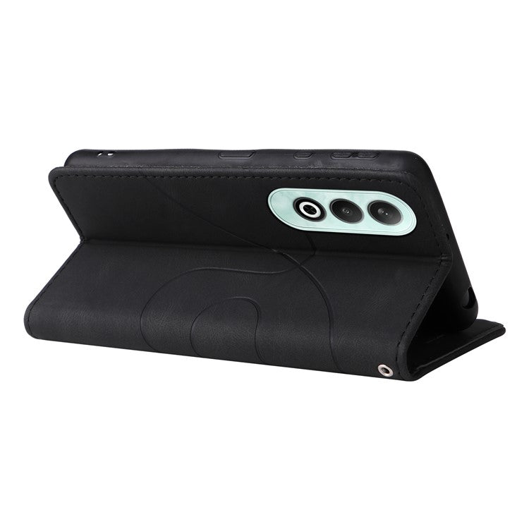 KT Leather Series-1 For OnePlus Nord CE4 5G Flip Wallet Case PU Leather Dual Color Splicing Phone Cover - Black