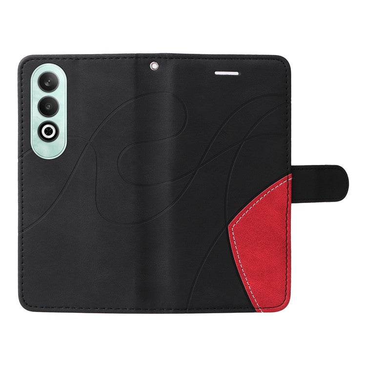 KT Leather Series-1 For OnePlus Nord CE4 5G Flip Wallet Case PU Leather Dual Color Splicing Phone Cover - Black