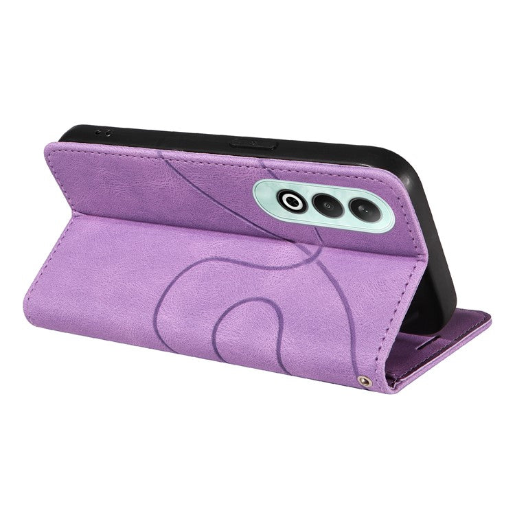 KT Leather Series-1 For OnePlus Nord CE4 5G Flip Wallet Case PU Leather Dual Color Splicing Phone Cover - Light Purple