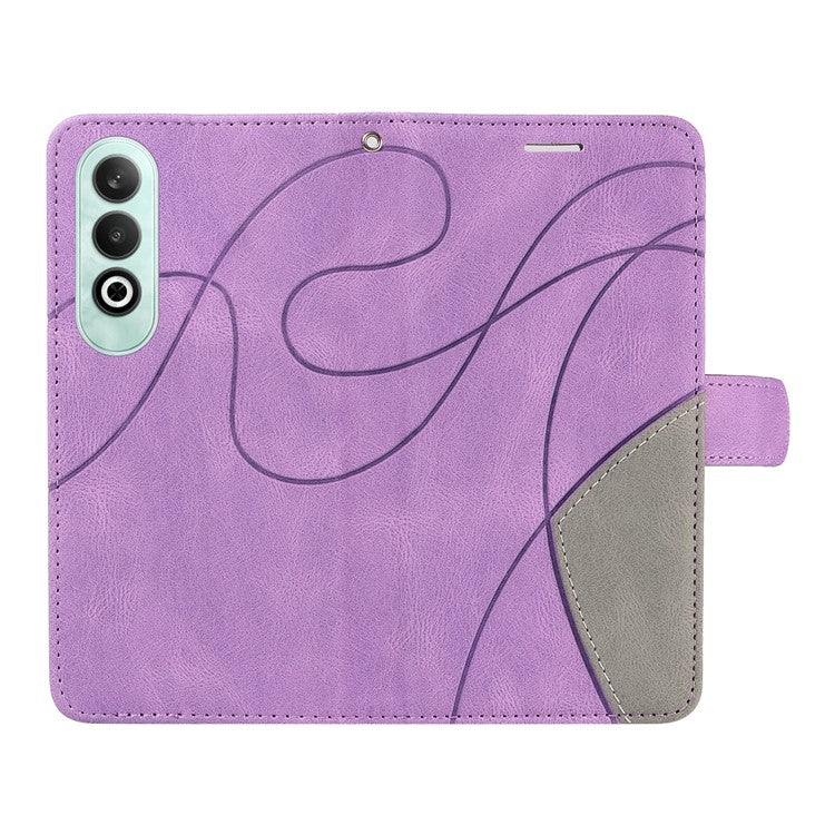 KT Leather Series-1 For OnePlus Nord CE4 5G Flip Wallet Case PU Leather Dual Color Splicing Phone Cover - Light Purple