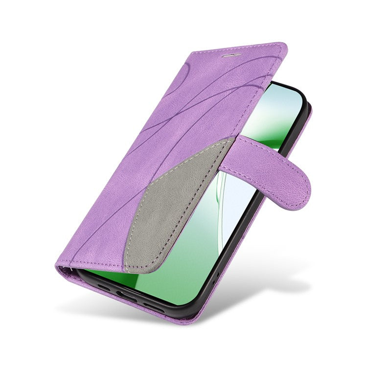 KT Leather Series-1 For OnePlus Nord CE4 5G Flip Wallet Case PU Leather Dual Color Splicing Phone Cover - Light Purple