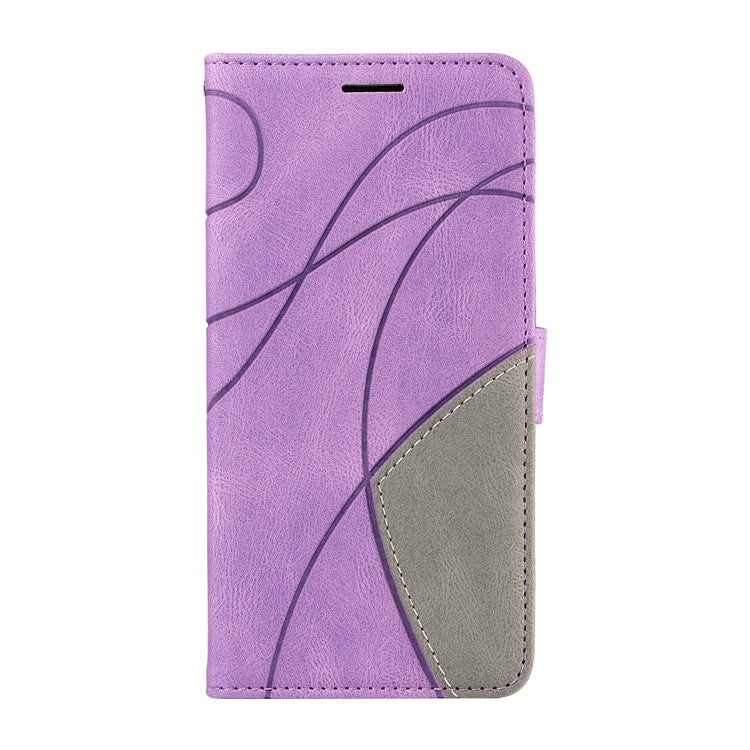 KT Leather Series-1 For OnePlus Nord CE4 5G Flip Wallet Case PU Leather Dual Color Splicing Phone Cover - Light Purple