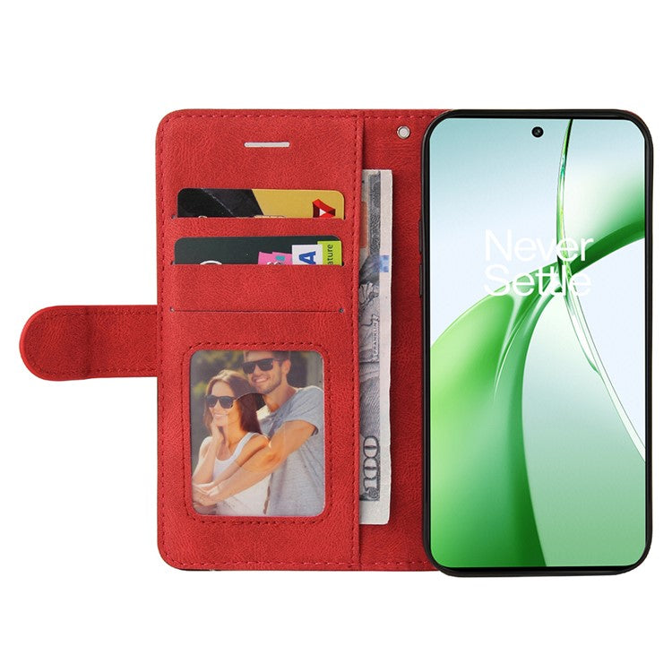 KT Leather Series-1 For OnePlus Nord CE4 5G Flip Wallet Case PU Leather Dual Color Splicing Phone Cover - Red