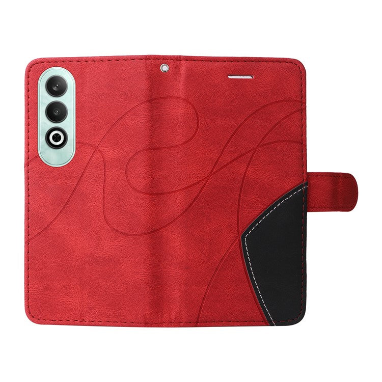 KT Leather Series-1 For OnePlus Nord CE4 5G Flip Wallet Case PU Leather Dual Color Splicing Phone Cover - Red