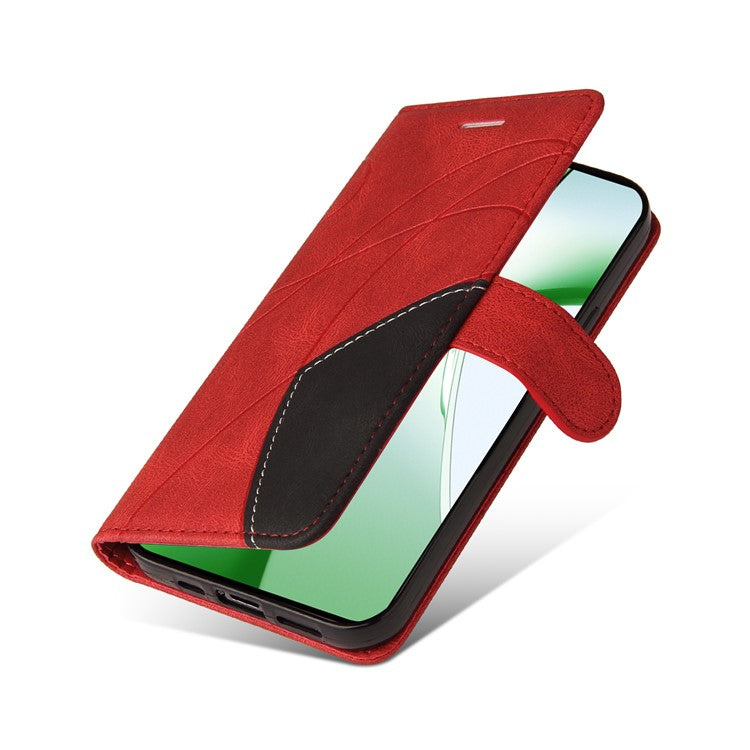 KT Leather Series-1 For OnePlus Nord CE4 5G Flip Wallet Case PU Leather Dual Color Splicing Phone Cover - Red