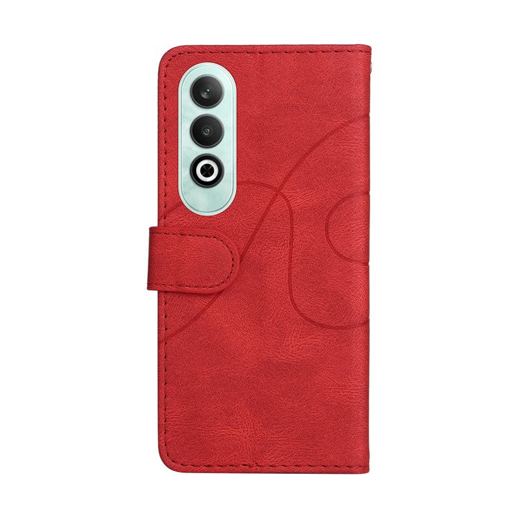 KT Leather Series-1 For OnePlus Nord CE4 5G Flip Wallet Case PU Leather Dual Color Splicing Phone Cover - Red