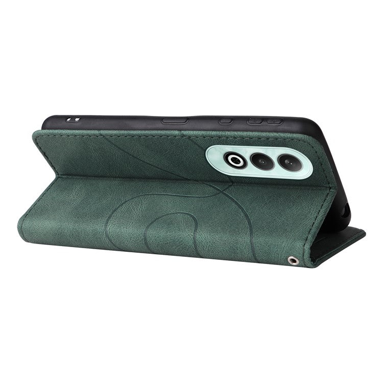 KT Leather Series-1 For OnePlus Nord CE4 5G Flip Wallet Case PU Leather Dual Color Splicing Phone Cover - Green