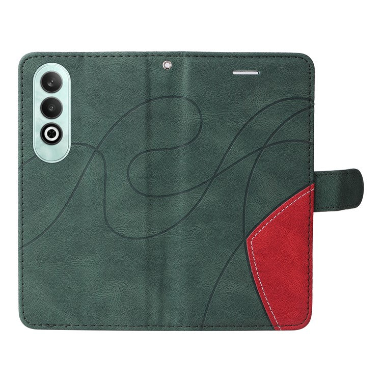 KT Leather Series-1 For OnePlus Nord CE4 5G Flip Wallet Case PU Leather Dual Color Splicing Phone Cover - Green