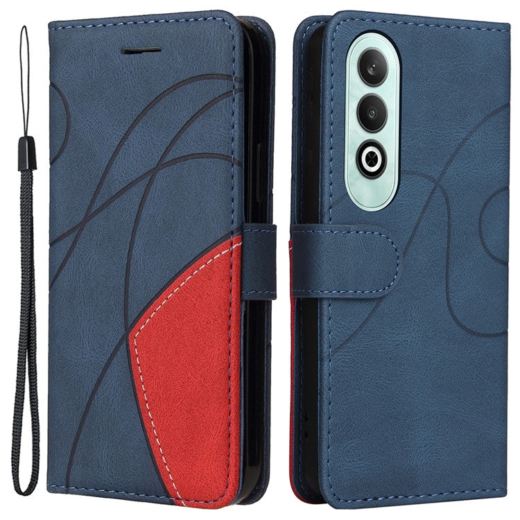 KT Leather Series-1 For OnePlus Nord CE4 5G Flip Wallet Case PU Leather Dual Color Splicing Phone Cover - Blue