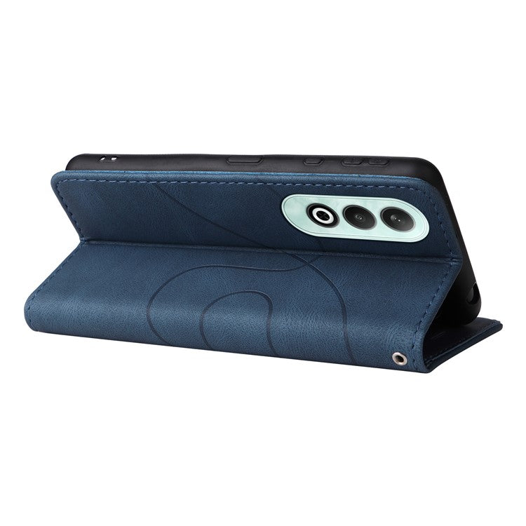 KT Leather Series-1 For OnePlus Nord CE4 5G Flip Wallet Case PU Leather Dual Color Splicing Phone Cover - Blue